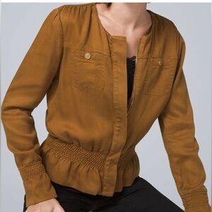 White House Black Market Smocked Soft jacket in bronze brown, size M